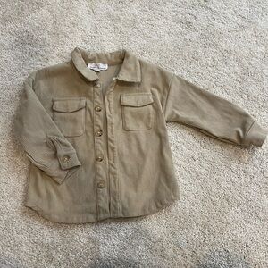 Kids Beige Corduroy Button-Up Shirt